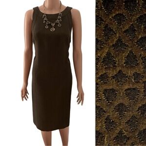 Ann Taylor Dark brown patterned dress.